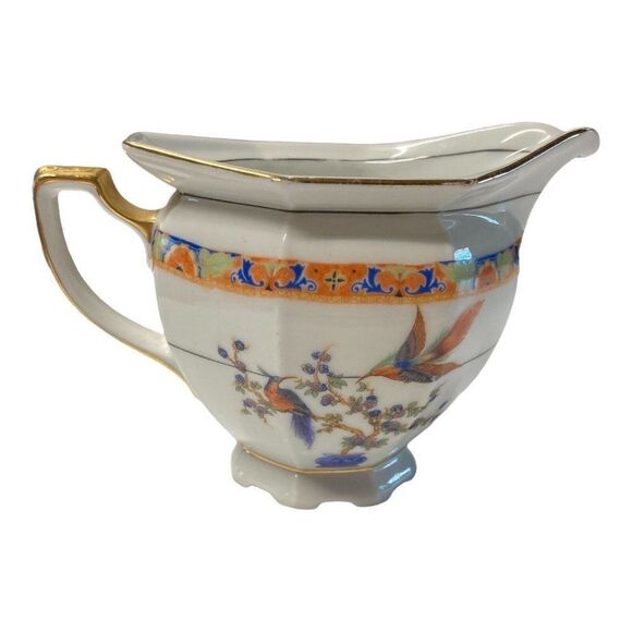 Vintage Exotic Birds Creamer by Victoria Czech China Pattern VIT306 Floral Vase - Picture 2 of 8